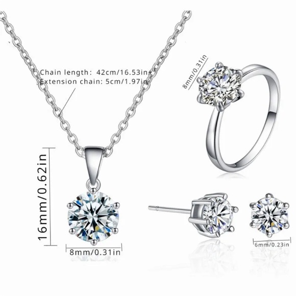 3Pc/set Fashion Round pendant Necklace Earring Ring size 7 Gold - Picture 3 of 6